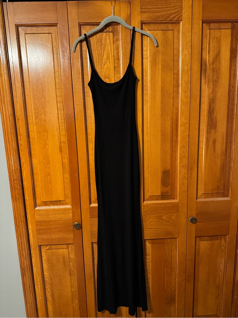 SKIMS | Black Slim Slip Maxi Dress with Spaghetti Straps